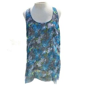 Miley Cyrus Max Azria sheer tank top blue